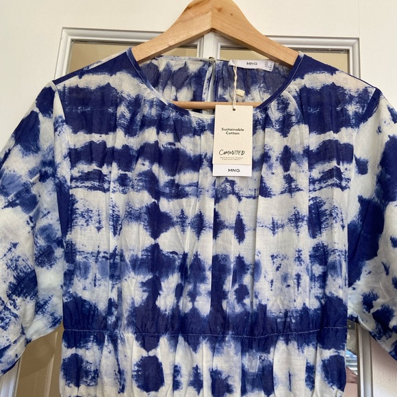 MANGO 100% cotton tie dye print dress blogger fave zara competitor brand - Picture 8 of 12